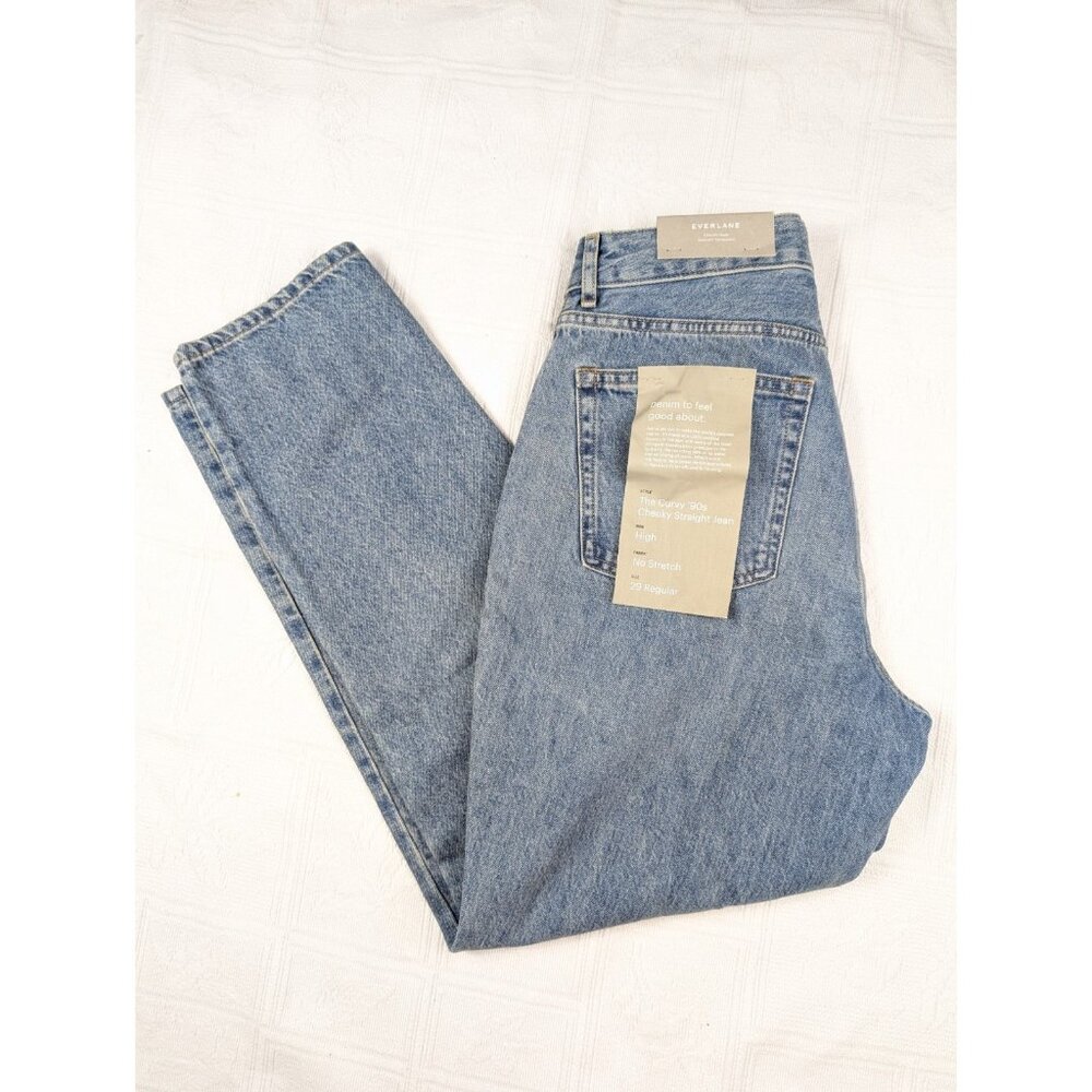 New Everlane Jeans The Curvy ’90s Cheeky Straight Womens sz 29 Vintage Mid Blue